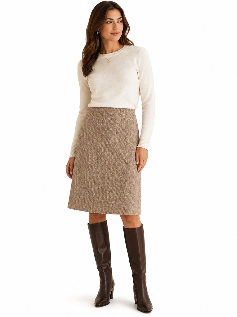 Vintage Façonnable Italy Wool Alpaca Mohair A-Line Skirt Women’s 10 Beige